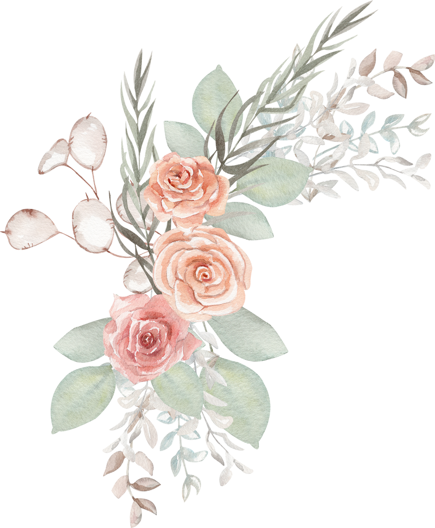 Watercolor blush roses floral arrangement